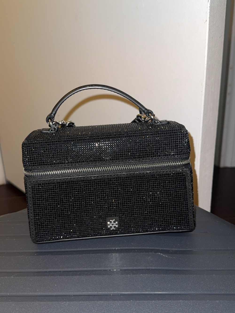 Tory Burch Black Crystal Mini Top-Handle Bag